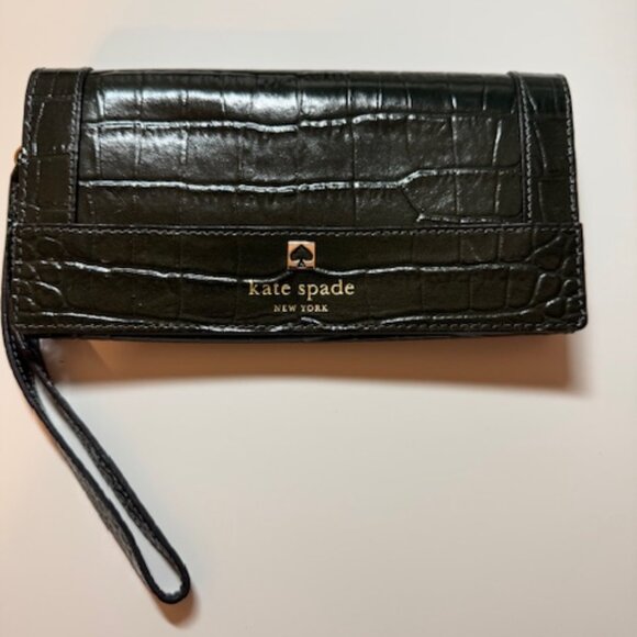 Kate Spade Wristlet Wallet Clutch Crocodile - Green - Picture 1 of 7